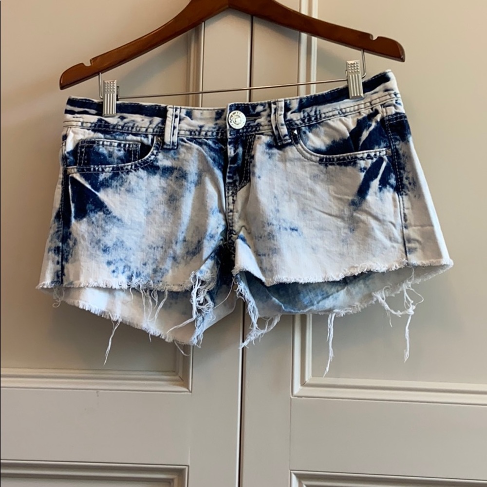 Bleached denim shorts
